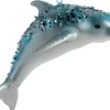 Intratuin kerst ornament Cobie dolfijn blauw 7,6 x 7 x 13,8 cm