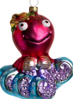 Intratuin kerst ornament Cobie octopus roze 9,5 x 7,5 x 11,1 cm