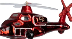 Intratuin kerst ornament Cobie helicopter rood 5,1 x 4,7 x 15,5 cm