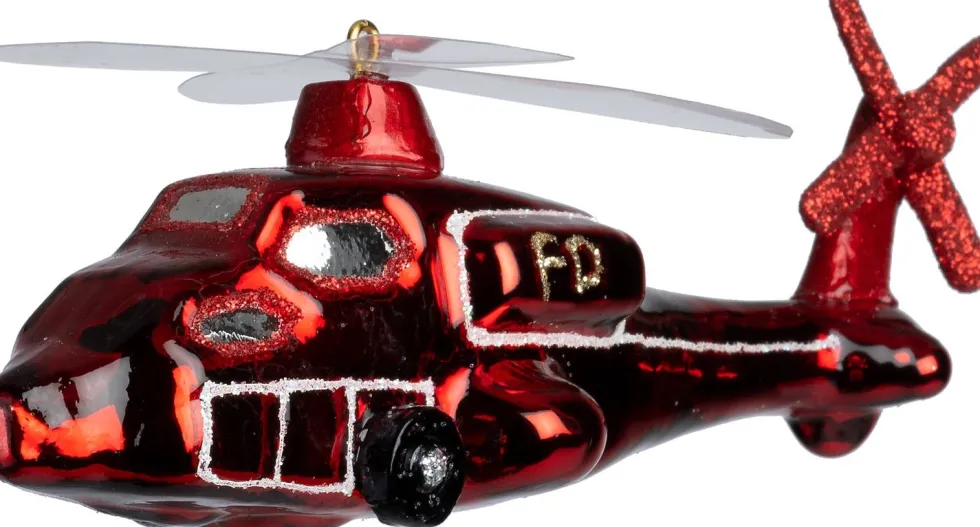 Intratuin kerst ornament Cobie helicopter rood 5,1 x 4,7 x 15,5 cm