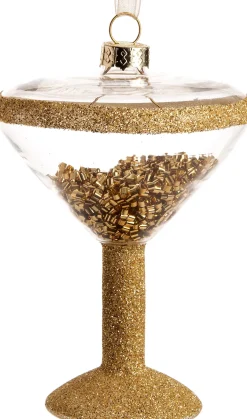 Intratuin kerst ornament Cocktailglas transparant / goud 8 x 8 x 10,5 cm