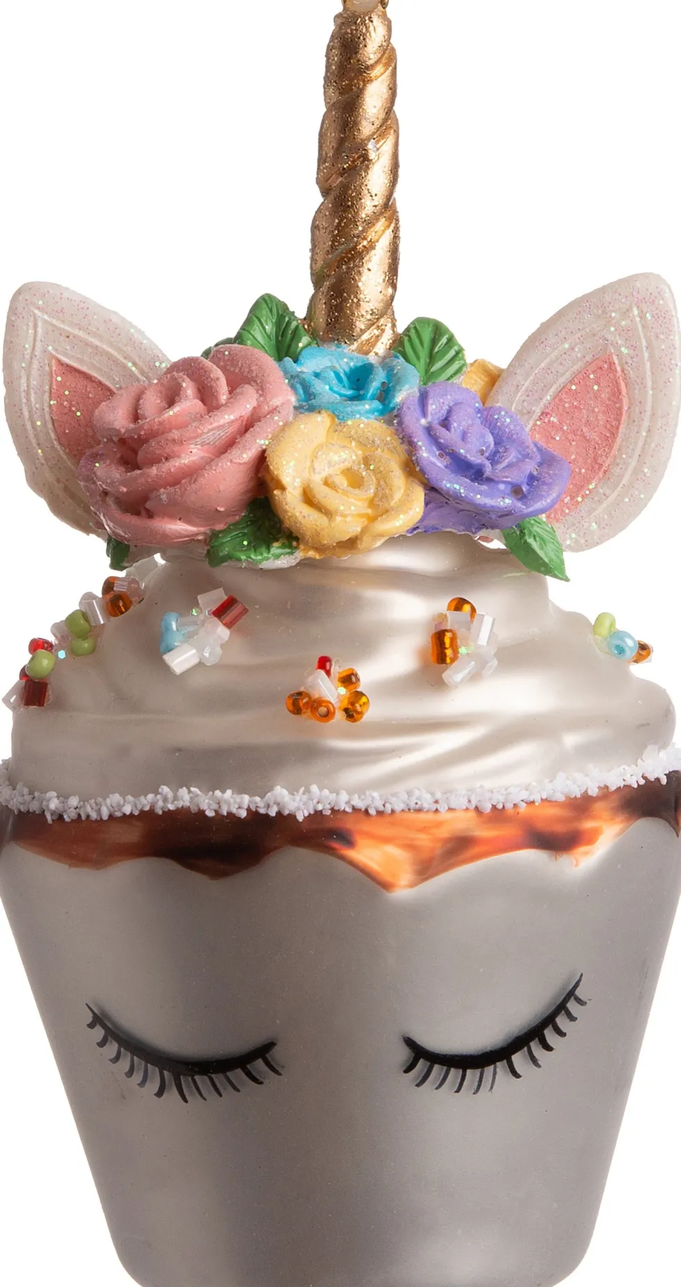 Intratuin kerst ornament cupcake unicorn wit D 7 H 12 cm