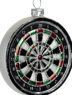 Intratuin kerst ornament dartbord zwart / wit 11 x 3,6 x 12,2 cm