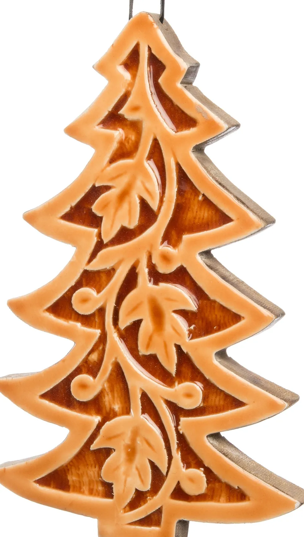 Intratuin kerst ornament dennenboom 20 x 13 x 2 cm bruin / naturel