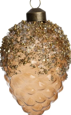 Intratuin kerst ornament dennenappel licht bruin D 6,5 H 10,5 cm