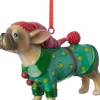 Intratuin kerst ornament Donn bulldog met kerstpak 10 x 3,5 x 7,8 cm