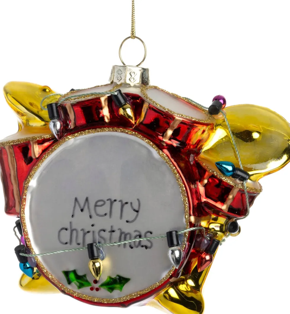 Intratuin kerst ornament drumstel rood / wit 10,3 x 5 x 8,1 cm