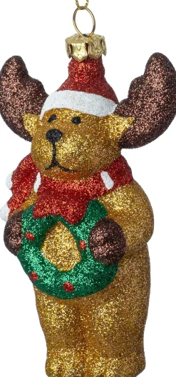 Intratuin kerst ornament eland krans bruin 5,8 x 4,3 x 11,3 cm
