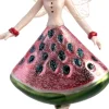 Intratuin kerst ornament elf watermeloen rood / groen 7,2 x 3,5 x 15,2 cm