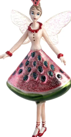 Intratuin kerst ornament elf watermeloen rood / groen 7,2 x 3,5 x 15,2 cm