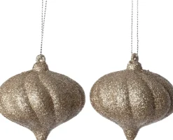 Intratuin kerst ornament Elin ui beige D 6,5 H 6 cm 2 stuks