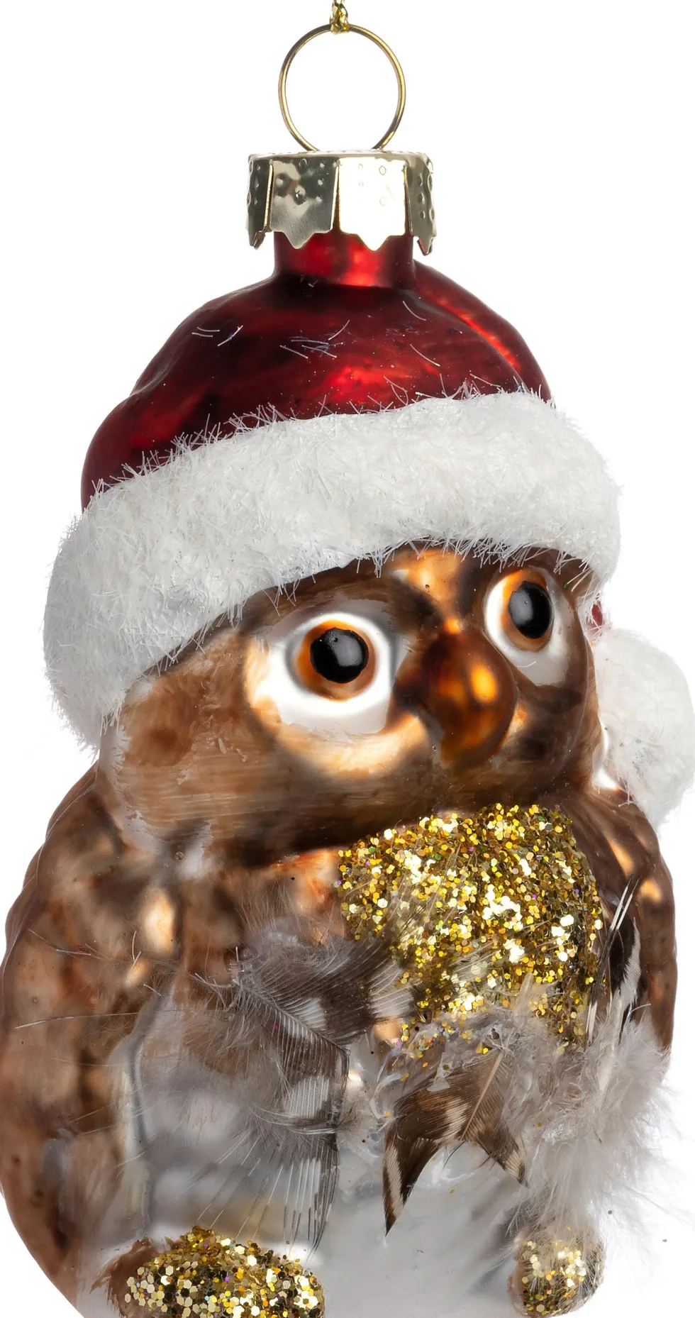 Intratuin kerst ornament Fauna uil bruin 5,4 x 3,8 x 8,8 cm