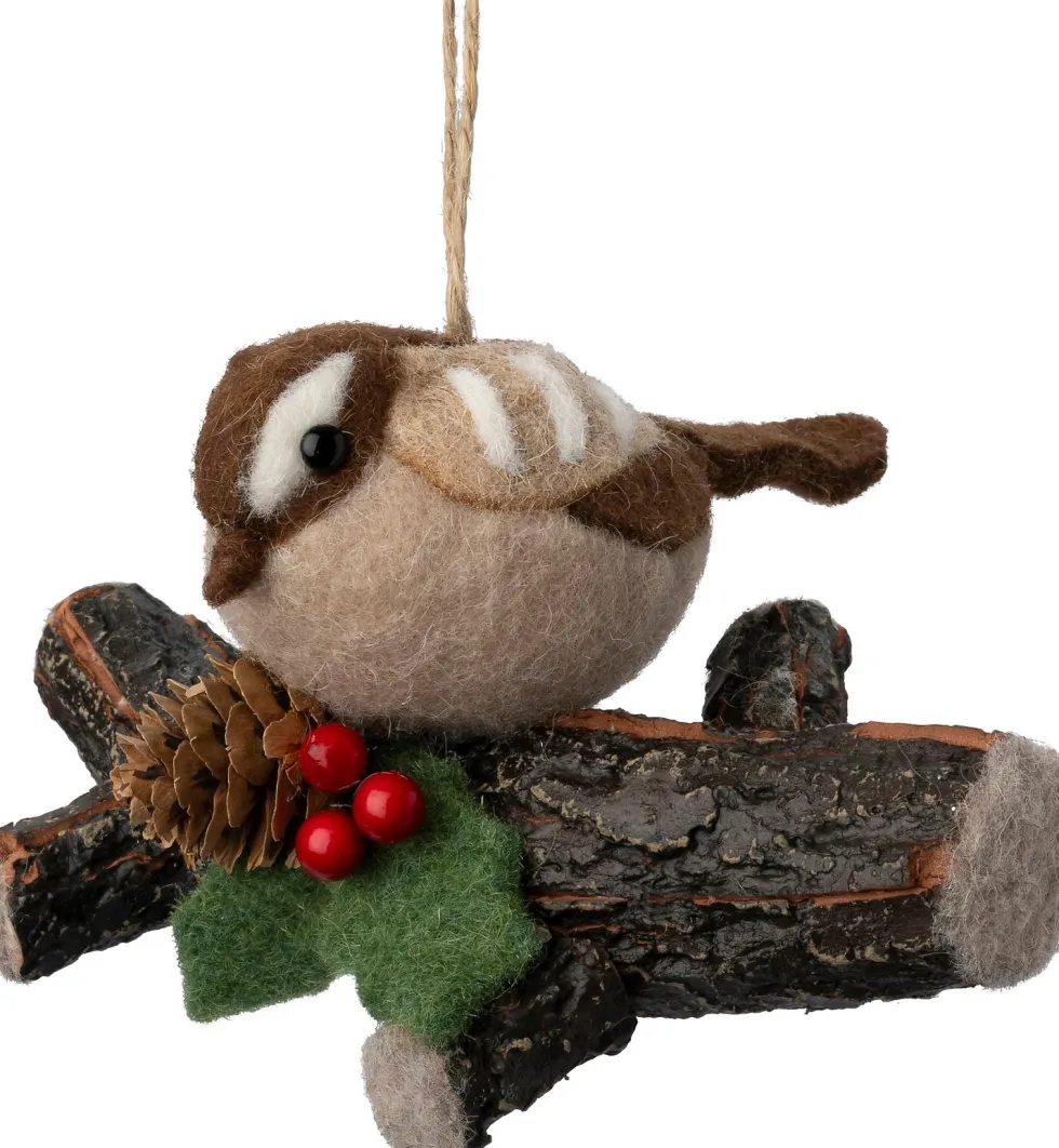 Intratuin kerst ornament Fauni vogel bruin 14 x 10 x 8 cm