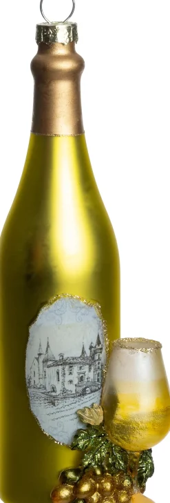 Intratuin kerst ornament fles met glas goud 5,5 x 4,2 x 14,1 cm