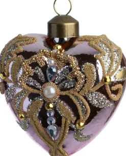 Intratuin kerst ornament Gavin hart roze / goud 8 x 4 x 8,5 cm