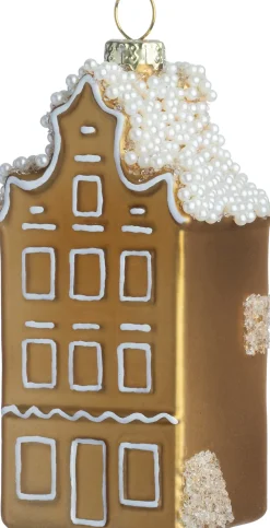 Intratuin kerst ornament gevelhuisje lichtbruin 4 x 4 x 8,8 cm