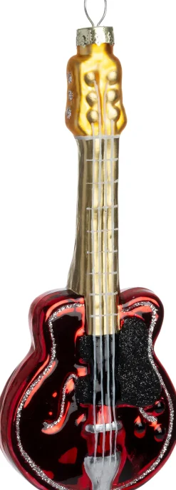 Intratuin kerst ornament gitaar zwart 6 x 2 x 15 cm