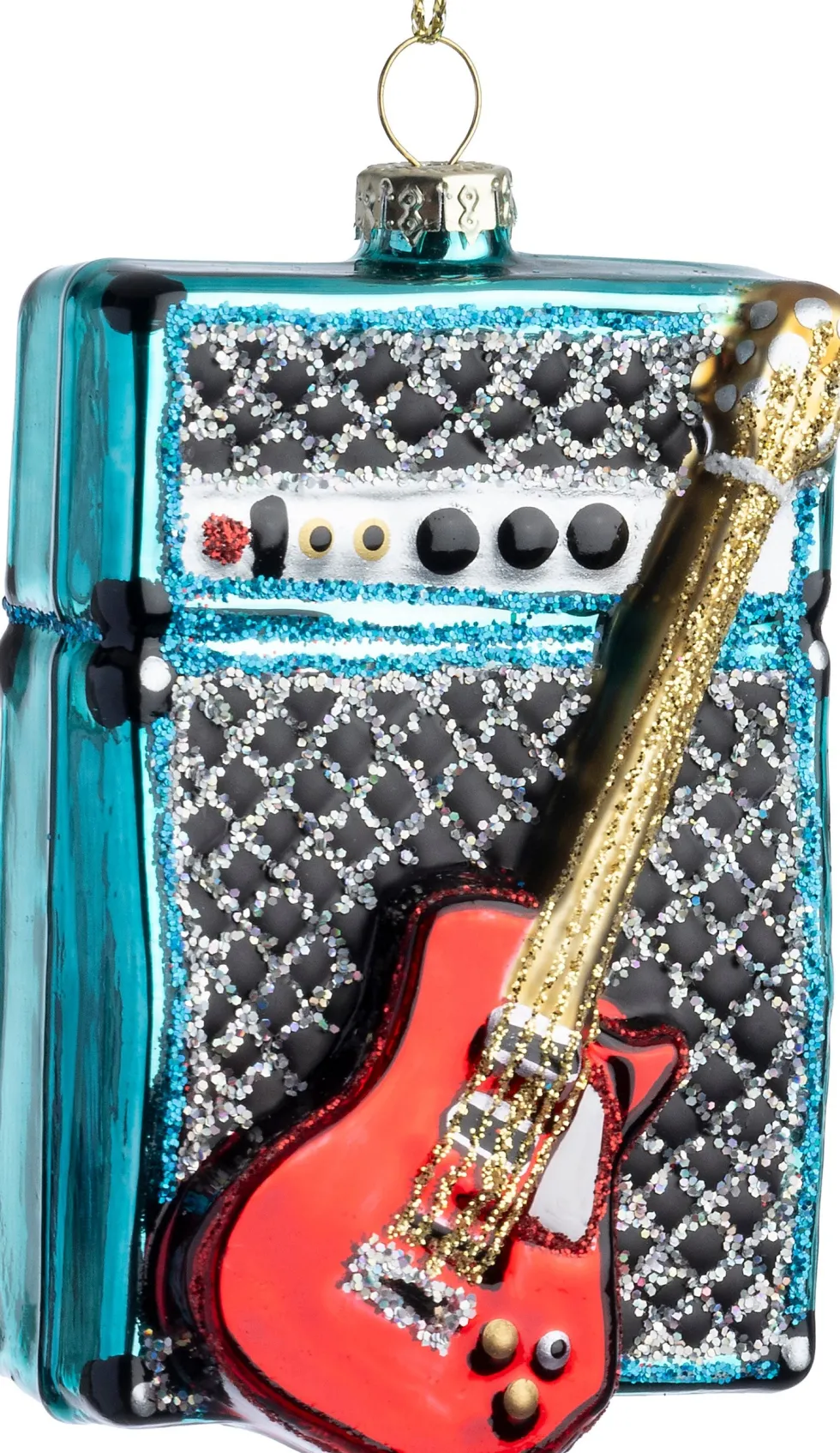Intratuin kerst ornament gitaar met speakerkast 5,7 x 3,4 x 9,3 cm