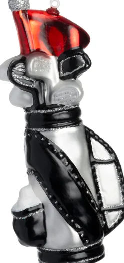 Intratuin kerst ornament golftas zwart / wit 6,4 x 4,1 x 14,8 cm
