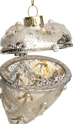 Intratuin kerst ornament hart zilver 6,5 x 5,5 x 9 cm