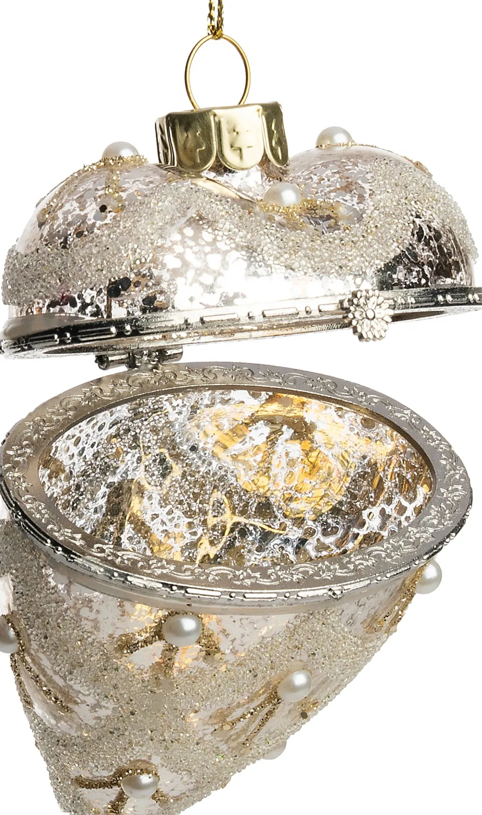 Intratuin kerst ornament hart zilver 6,5 x 5,5 x 9 cm