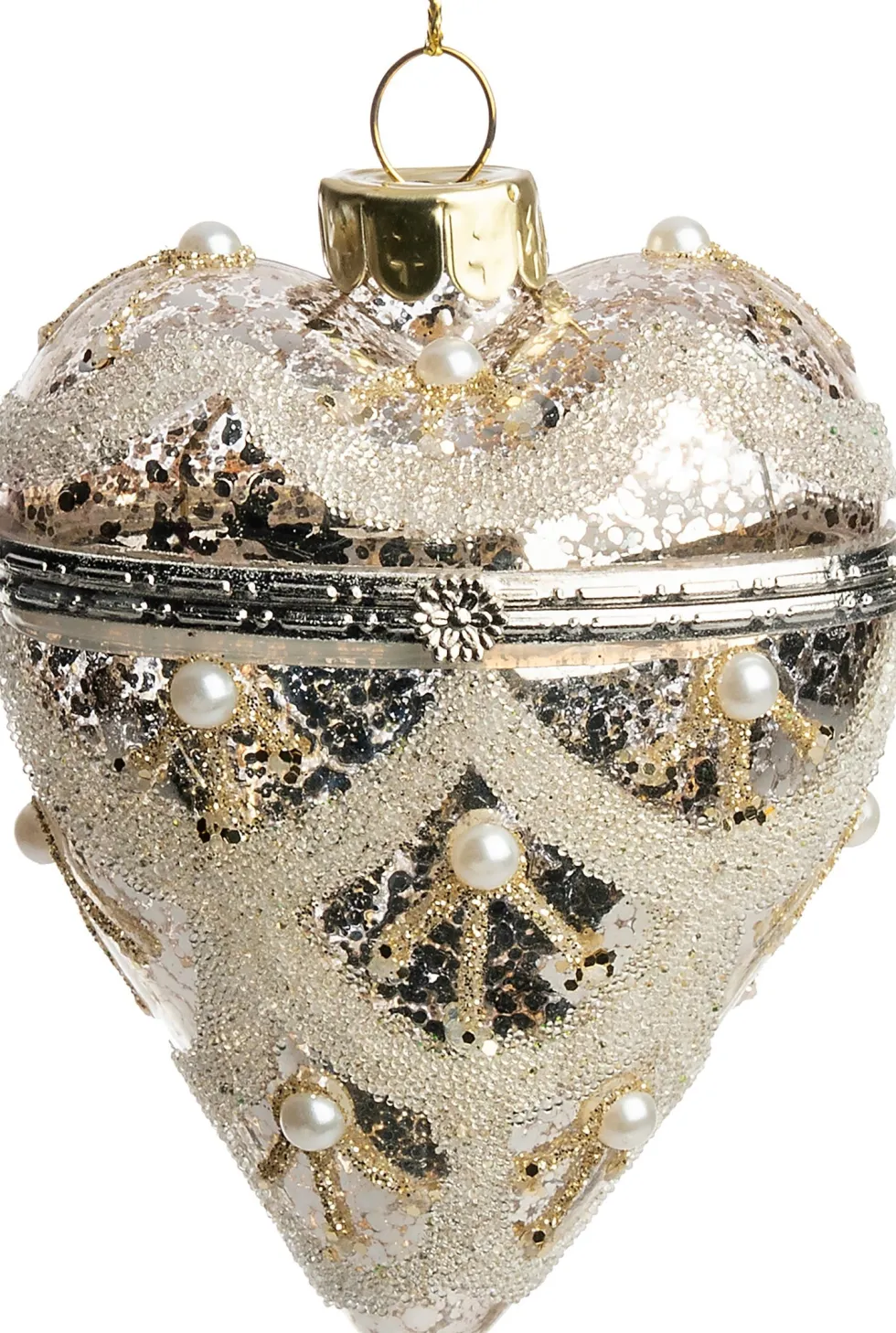 Intratuin kerst ornament hart zilver 6,5 x 5,5 x 9 cm