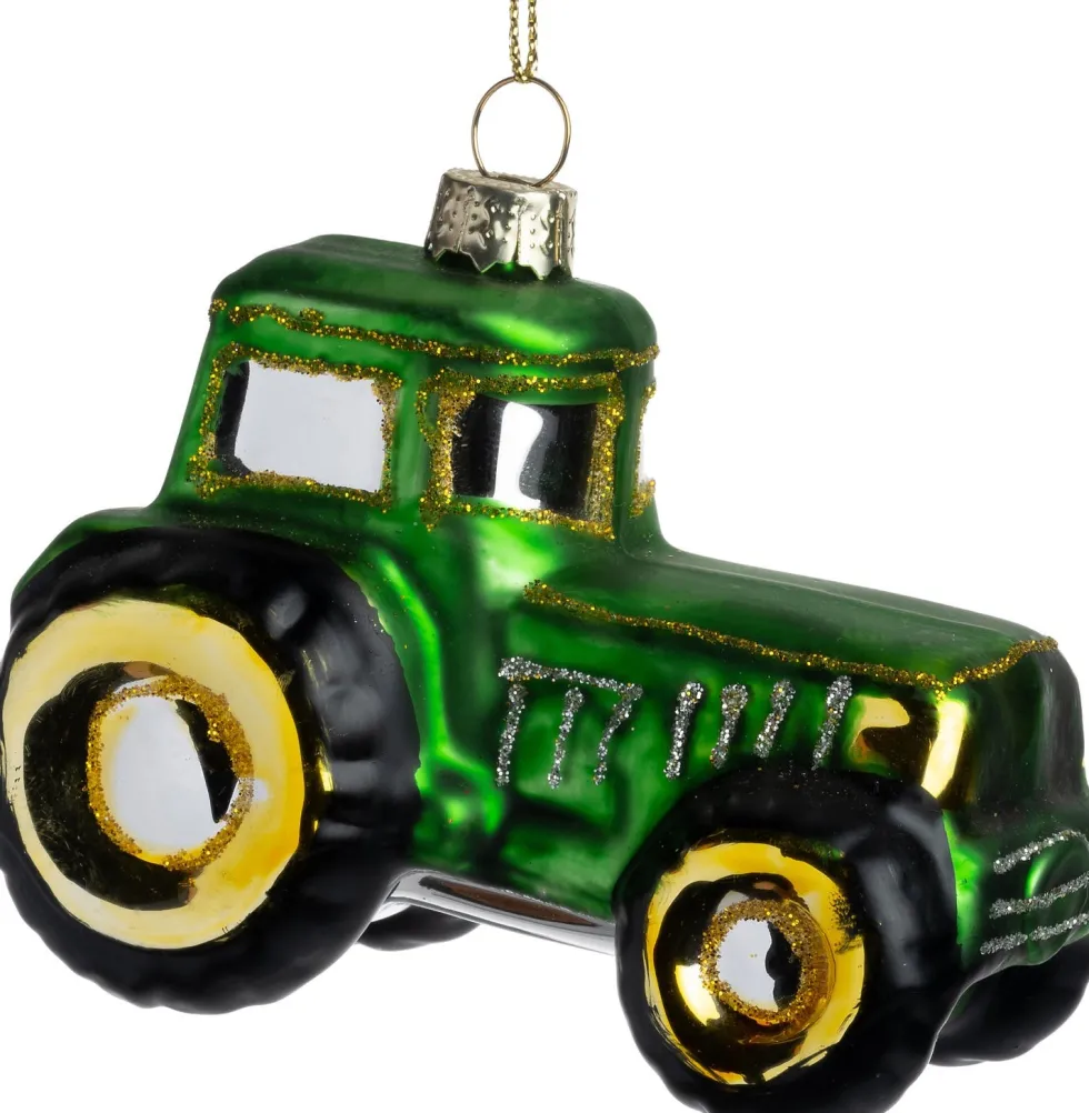 Intratuin kerst ornament Harm tractor groen 9,3 x 5,2 x 7,5 cm