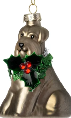 Intratuin kerst ornament hond grijs 7 x 4 x 8,5 cm