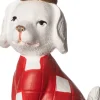 Intratuin kerst ornament hond met kroon wit 4,5 x 4 x 7 cm