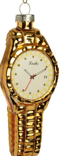 Intratuin kerst ornament horloge goud 5,1 x 2,4 x 11,3 cm