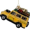 Intratuin kerst ornament jeep geel / zwart 15 x 8 x 14,5 cm