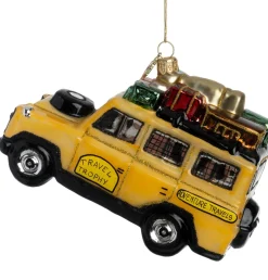 Intratuin kerst ornament jeep geel / zwart 15 x 8 x 14,5 cm