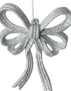 Intratuin kerst ornament Julia strik zilver 11 x 2 x 13 cm