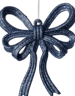 Intratuin kerst ornament Julia strik donkerblauw 11 x 2 x 13 cm