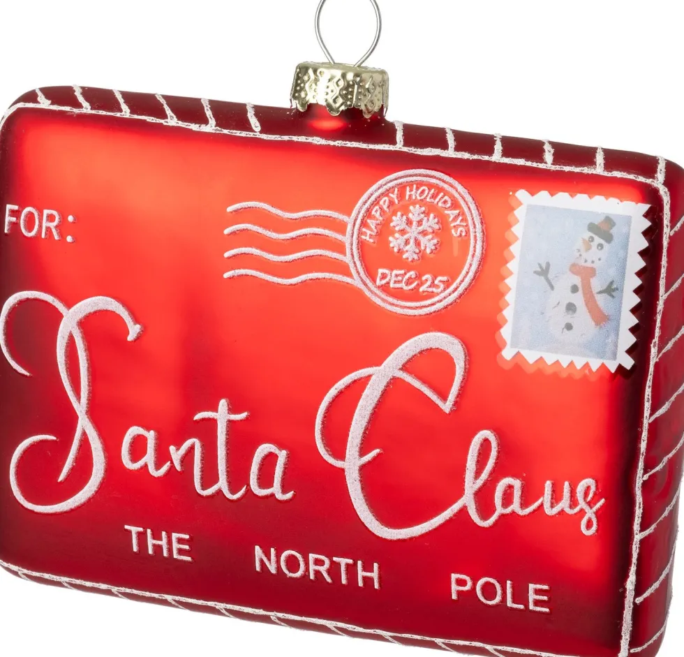 Intratuin kerst ornament kaart voor santa rood 10,8 x 2,6 x 8 cm