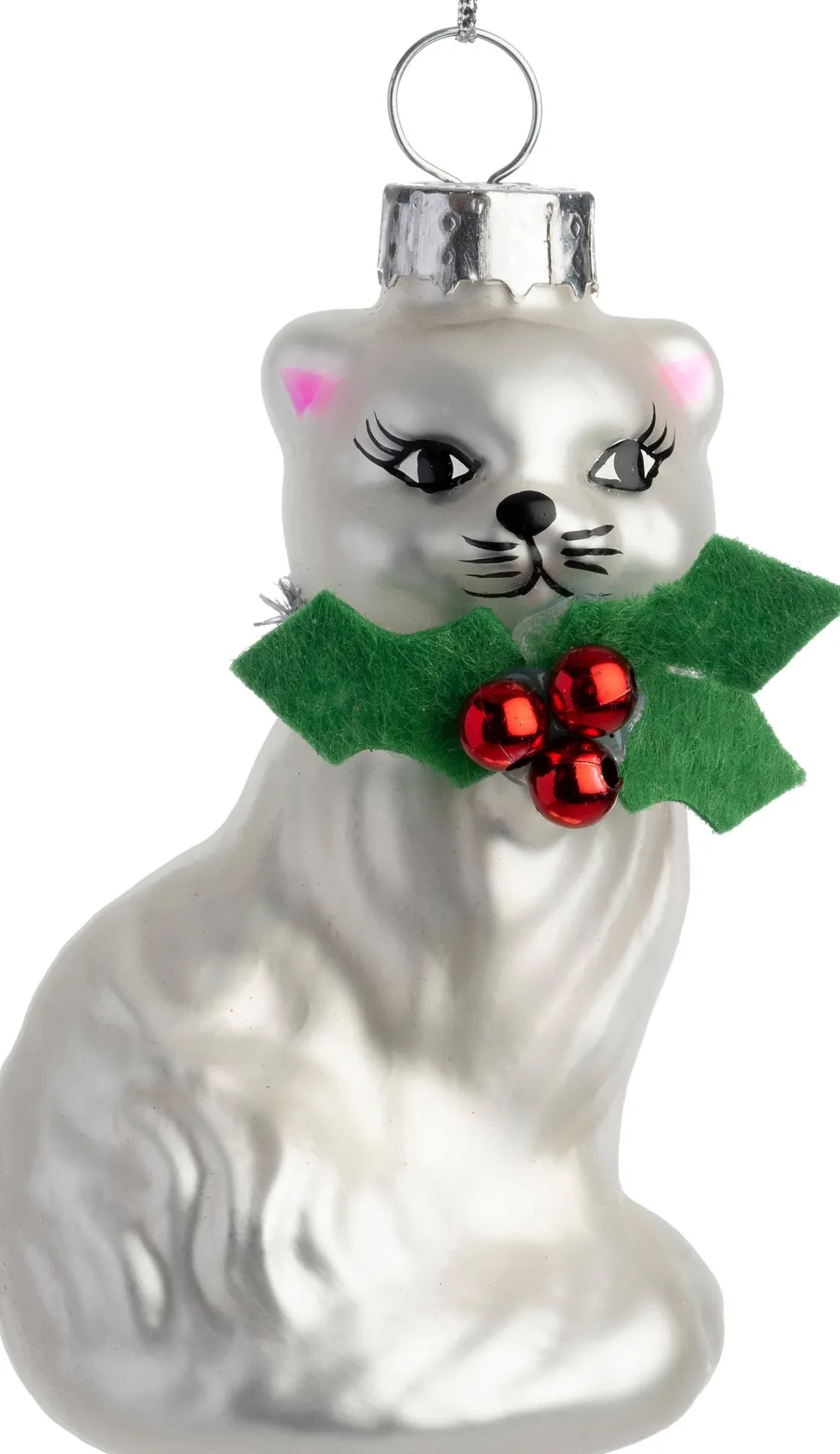 Intratuin kerst ornament kat wit 5 x 4 x 8 cm