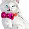 Intratuin kerst ornament kat met strik wit 6 x 4,5 x 9 cm