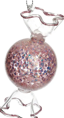 Intratuin kerst ornament Kila snoep reliëf roze 5 x 5 x 11 cm