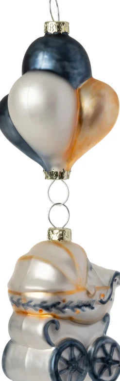 Intratuin kerst ornament kinderwagen blauw 6 x 3 x 15,2 cm