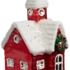 Intratuin kerst ornament Kirko kerk rood / wit 10 x 8 x 11 cm