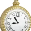Intratuin kerst ornament klok goud / wit 7,8 x 3,1 x 9,1 cm