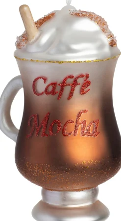 Intratuin kerst ornament koffie bruin / wit 7,2 x 5,5 x 11,4 cm