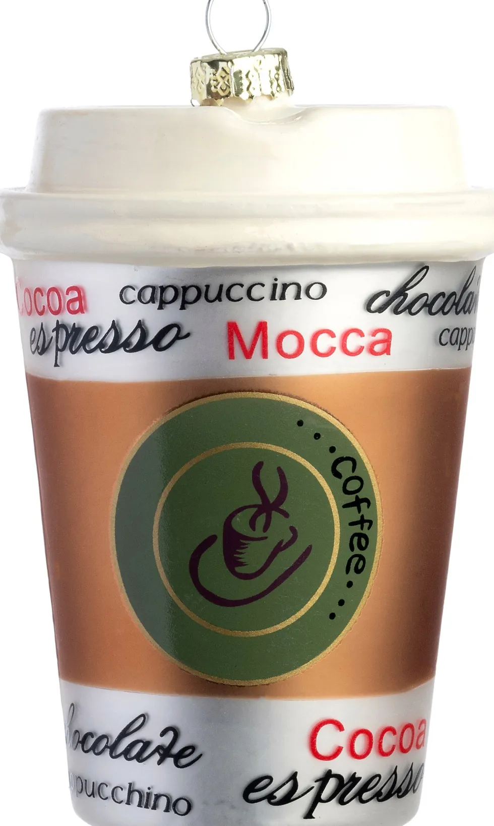 Intratuin kerst ornament koffie to-go bruin / wit 7,3 x 7,3 x 10,9 cm