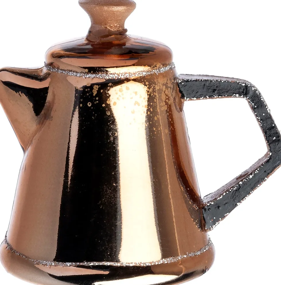 Intratuin kerst ornament koffiekan goud / zilver 7,6 x 5,4 x 6,9 cm