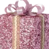 Intratuin kerst ornament Lahja cadeau roze glitter 6 x 6 x 8,5 cm