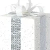 Intratuin kerst ornament Lahja cadeau wit glitter 6 x 6 x 8,5 cm