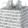 Intratuin kerst ornament Lahja cadeau zilver streep 8 x 8 x 12 cm