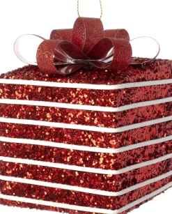 Intratuin kerst ornament Lahja cadeau rood streep 8 x 8 x 12 cm