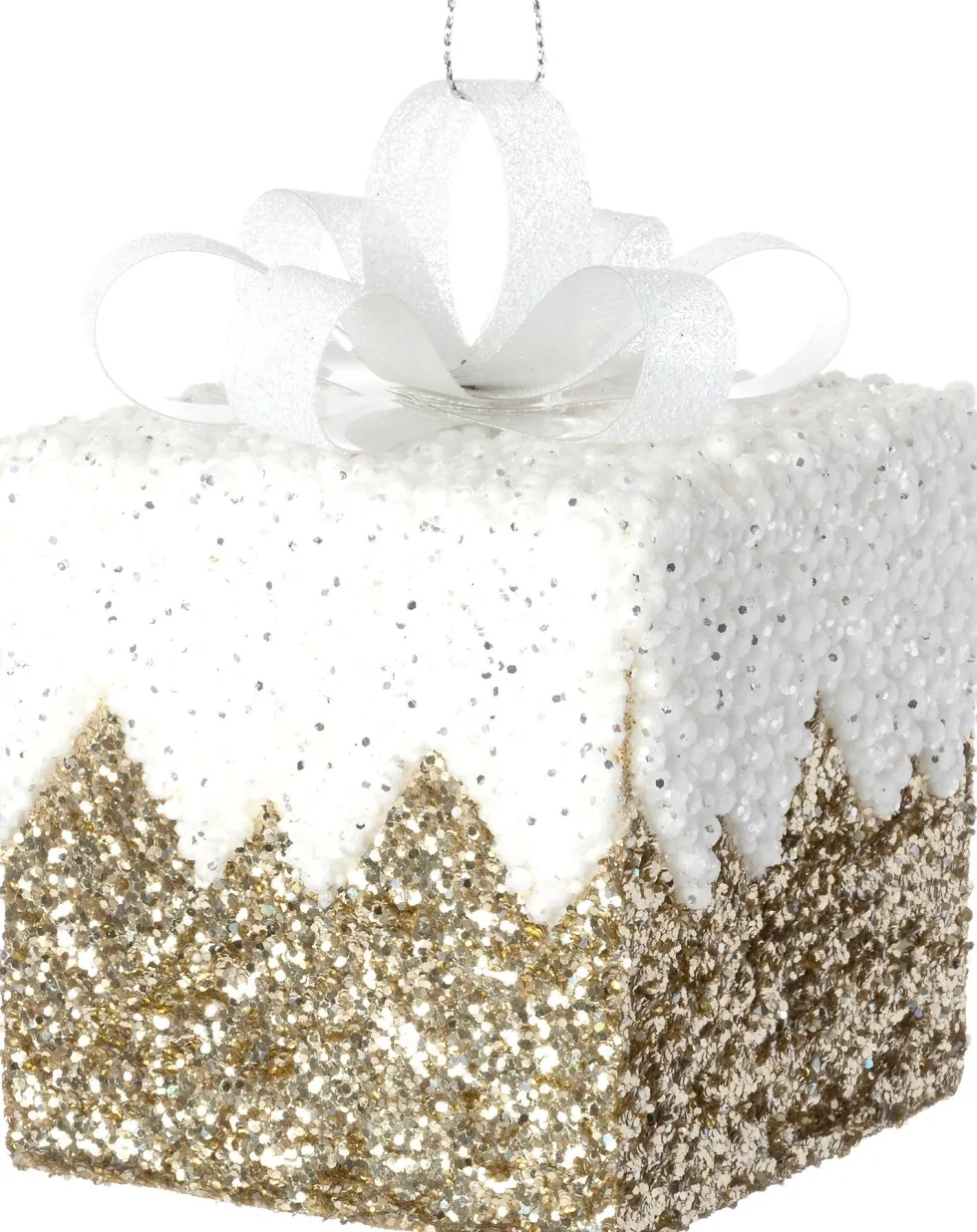 Intratuin kerst ornament Lahja cadeau goud sneeuw 8 x 8 x 12 cm