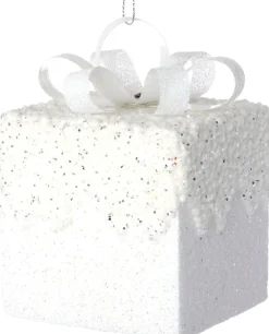 Intratuin kerst ornament Lahja cadeau wit sneeuw 8 x 8 x 12 cm